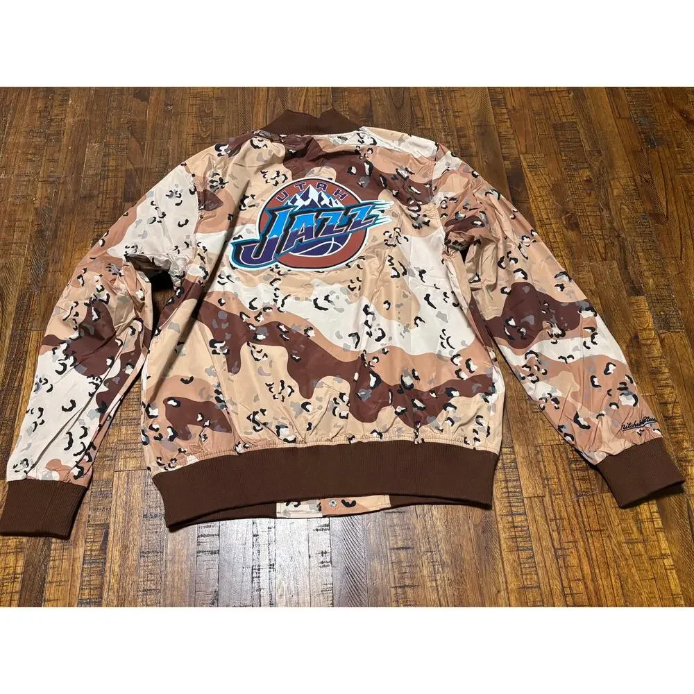 Utah Jazz Mitchell & Ness Hardwood Classic Swingman Camouflage Jacket Mens L New